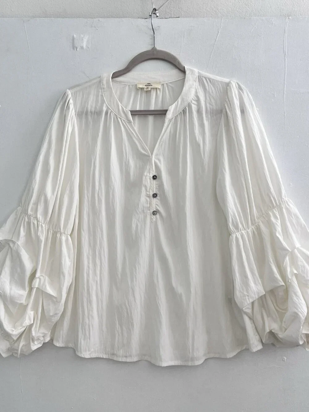NEW Anthropologie Ruffle Tiered Puff Sleeve Blouse Top White Cottagecore Fairy - Picture 1 of 7